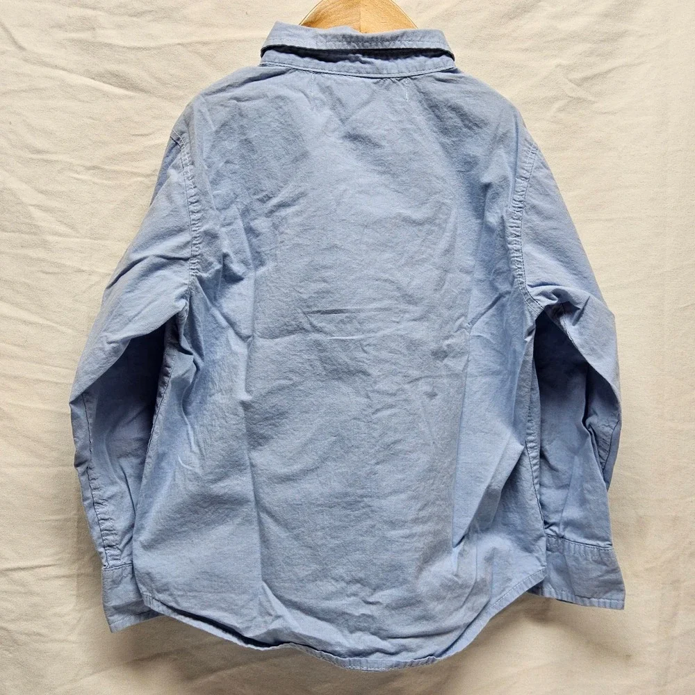 Old Navy Button Down Shirt Boys XS 5 Blue Built-In Flex Long Sleeve Oxford